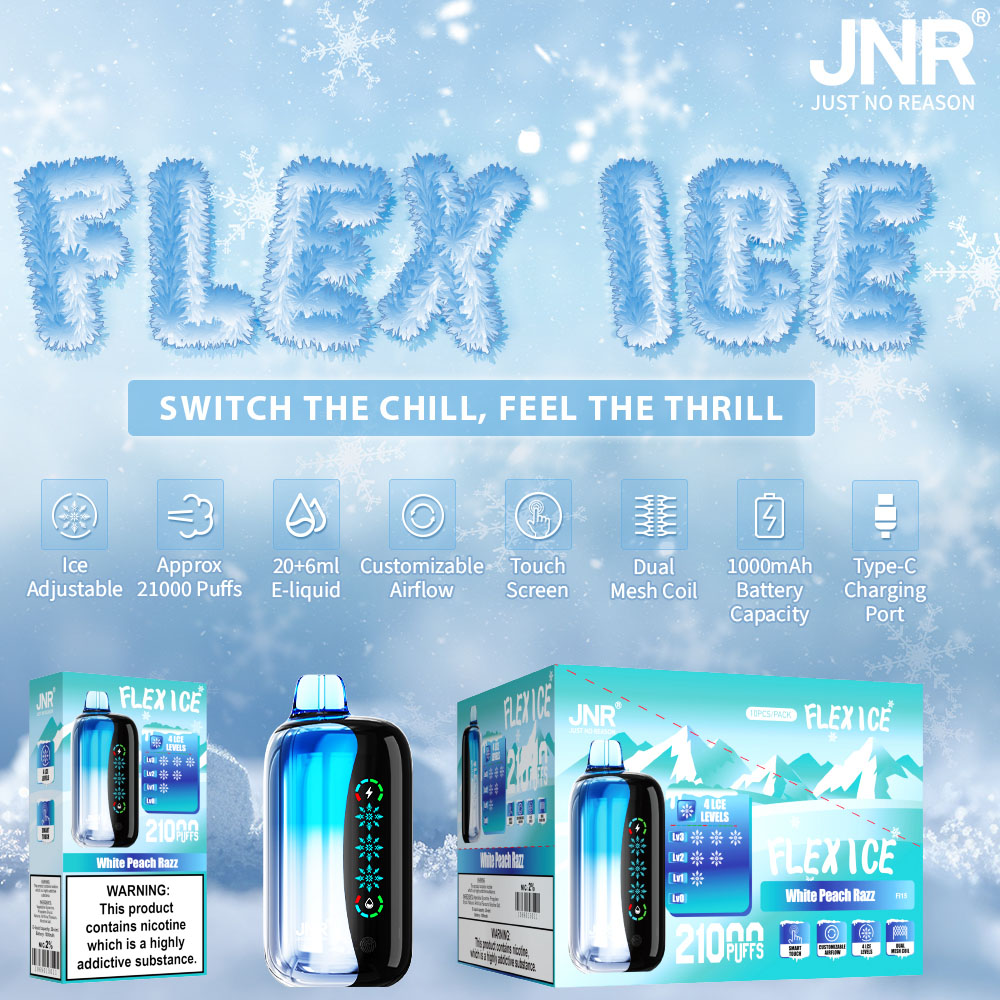 jnr flex ice 21000 puffs original genuine disposable vape led display type c charging port crystal 21k customizable. fast shipping