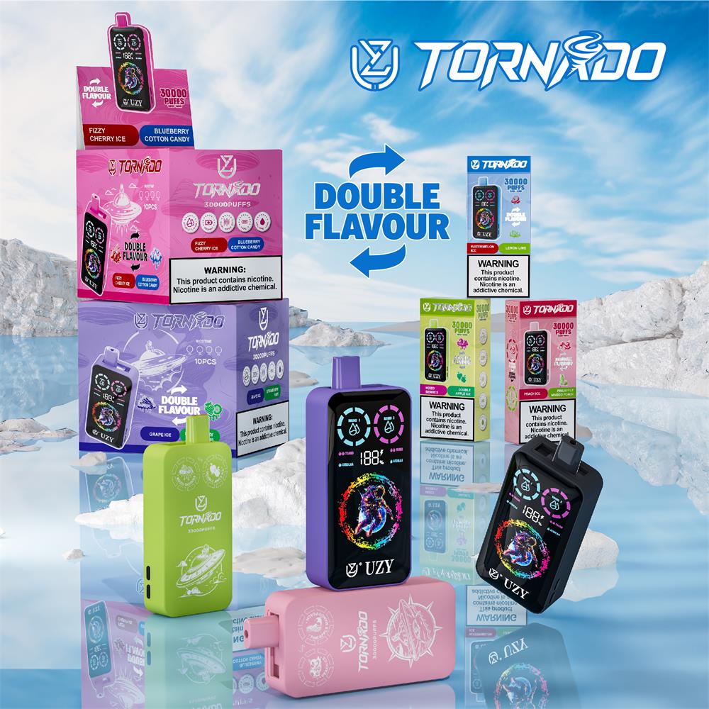 uzy tornado 30000 puffs double flavor switching original genuine 20k type c charging port led display customizable. fast shipping