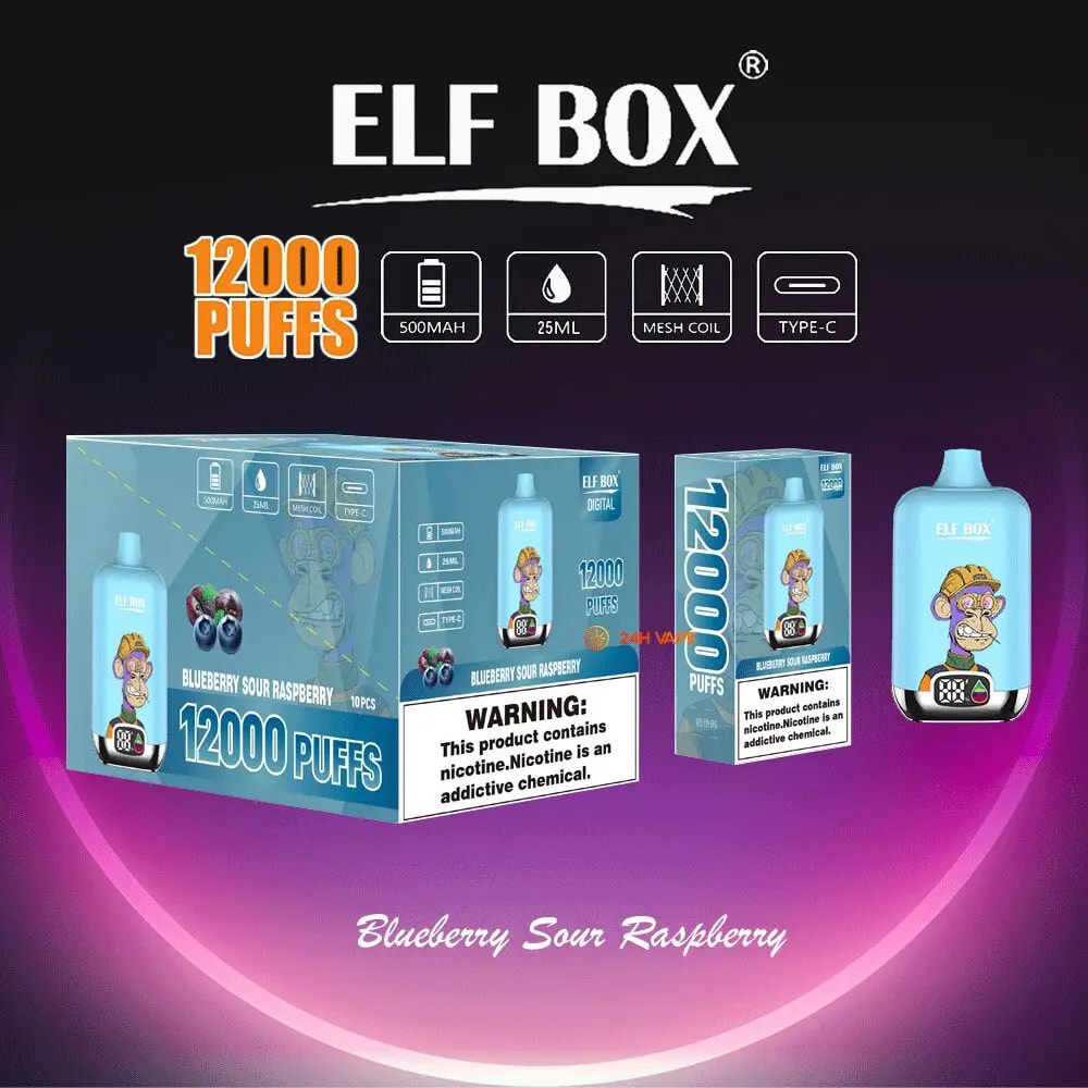 elf box digital 12000 puffs original genuine disposable vape type c charging port crystal 12k customizable. fast shipping