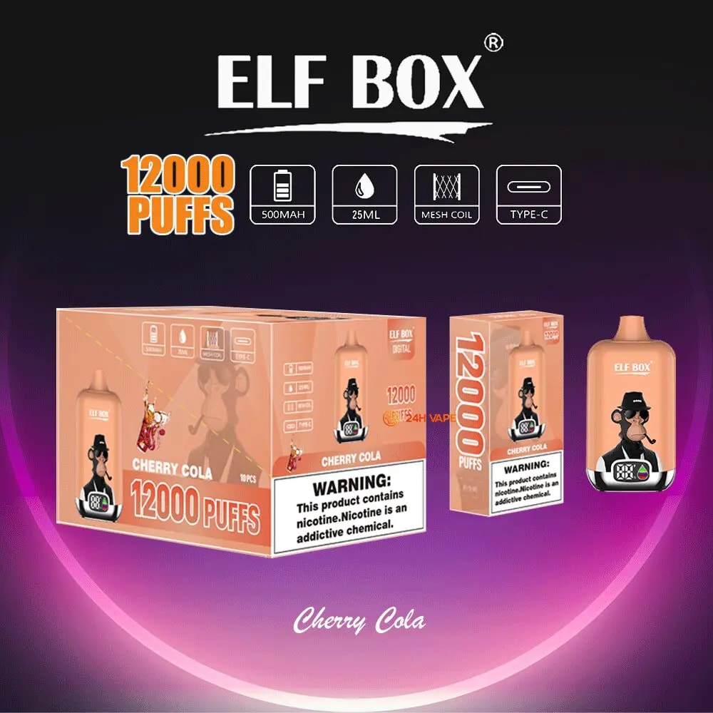 elf box digital 12000 puffs original genuine disposable vape type c charging port crystal 12k customizable. fast shipping