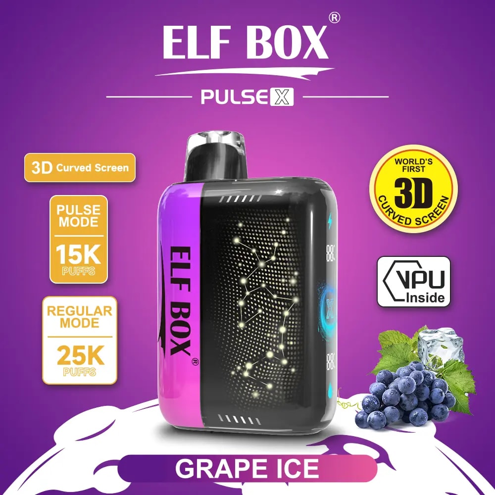 elf box pulse x 25000 puffs original genuine disposable vape starry sky type c charging port crystal 25k customizable. fast shipping