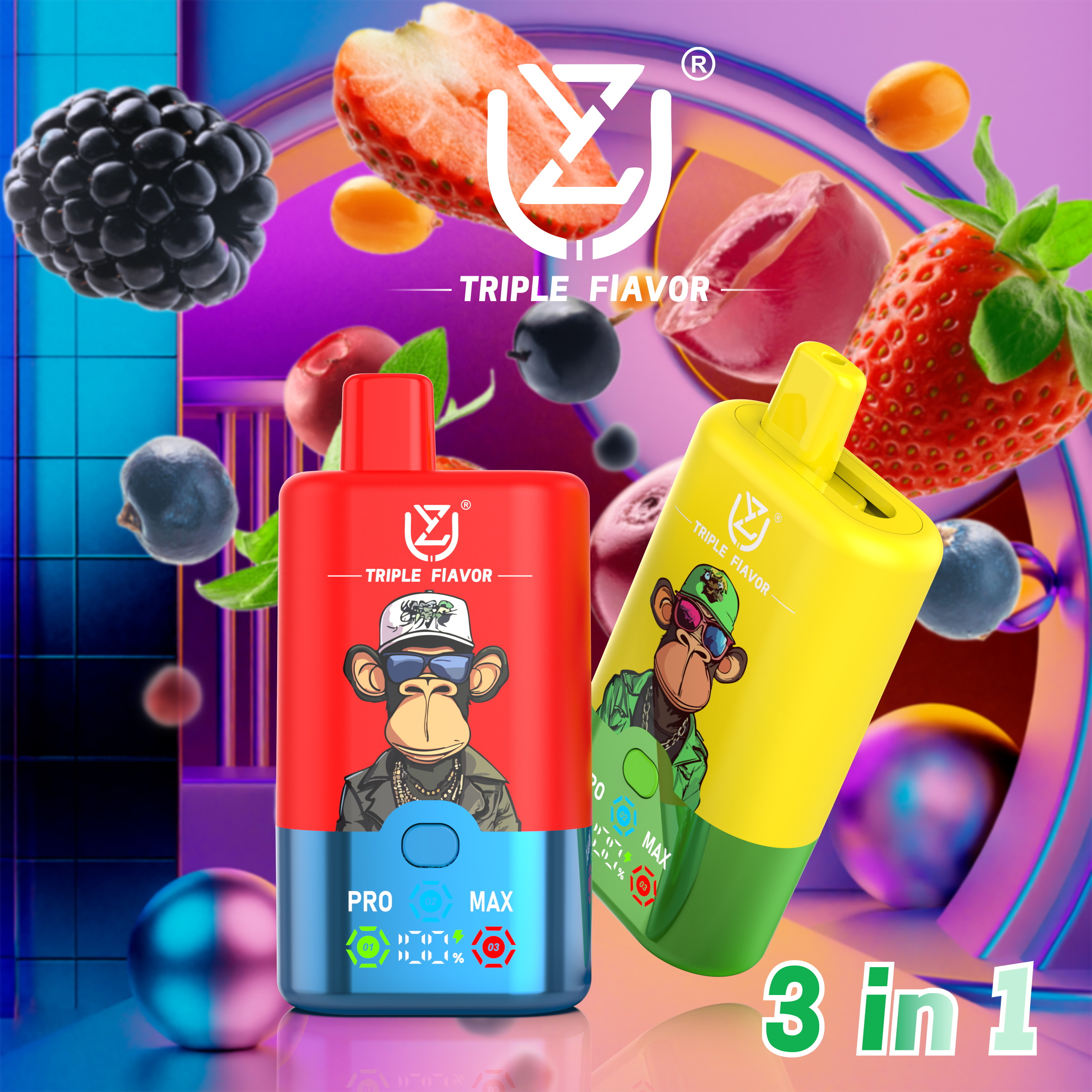 uzy 3in1 60000 puffs double three flavors switch original genuine 60k type c charging port led display customizable. fast shipping