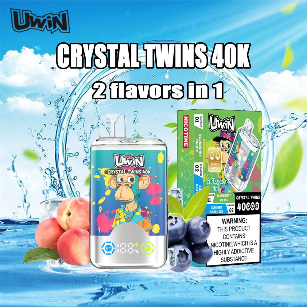 uwin crystal twins 40000 puffs dual flavor switching original genuine 40k type c charging port led display customizable. fast shipping