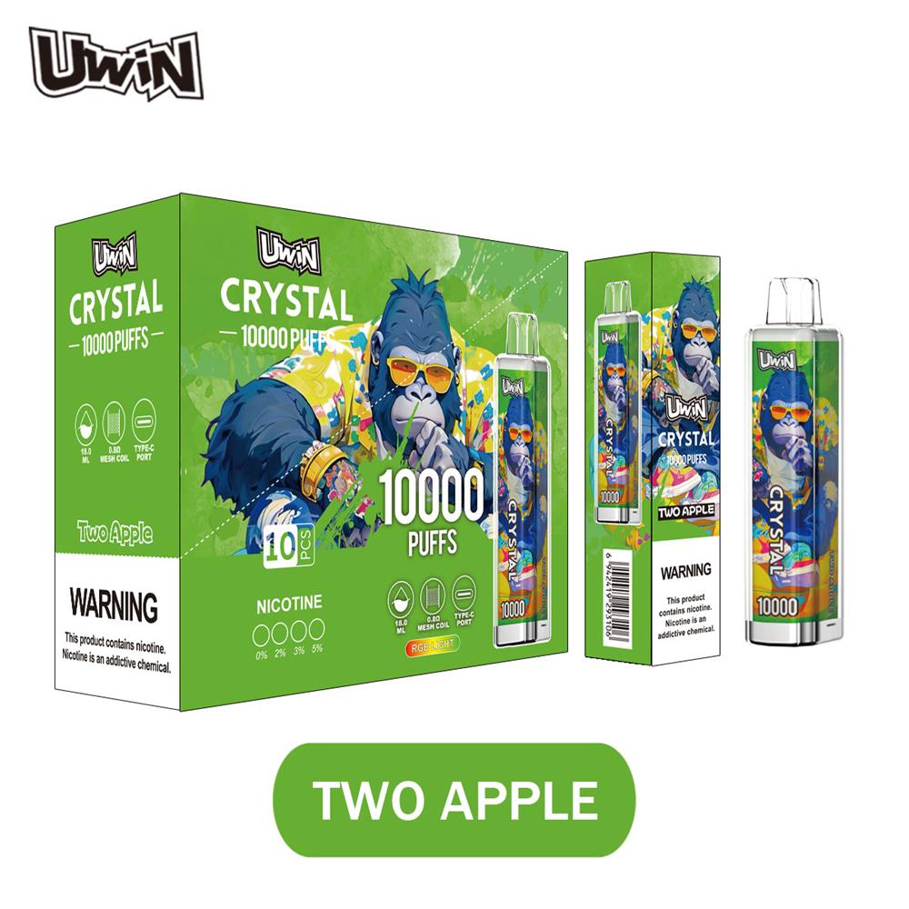 uwin crystal 10000 puffs original genuine 10k puffs type c charging port led display customizable. fast shipping