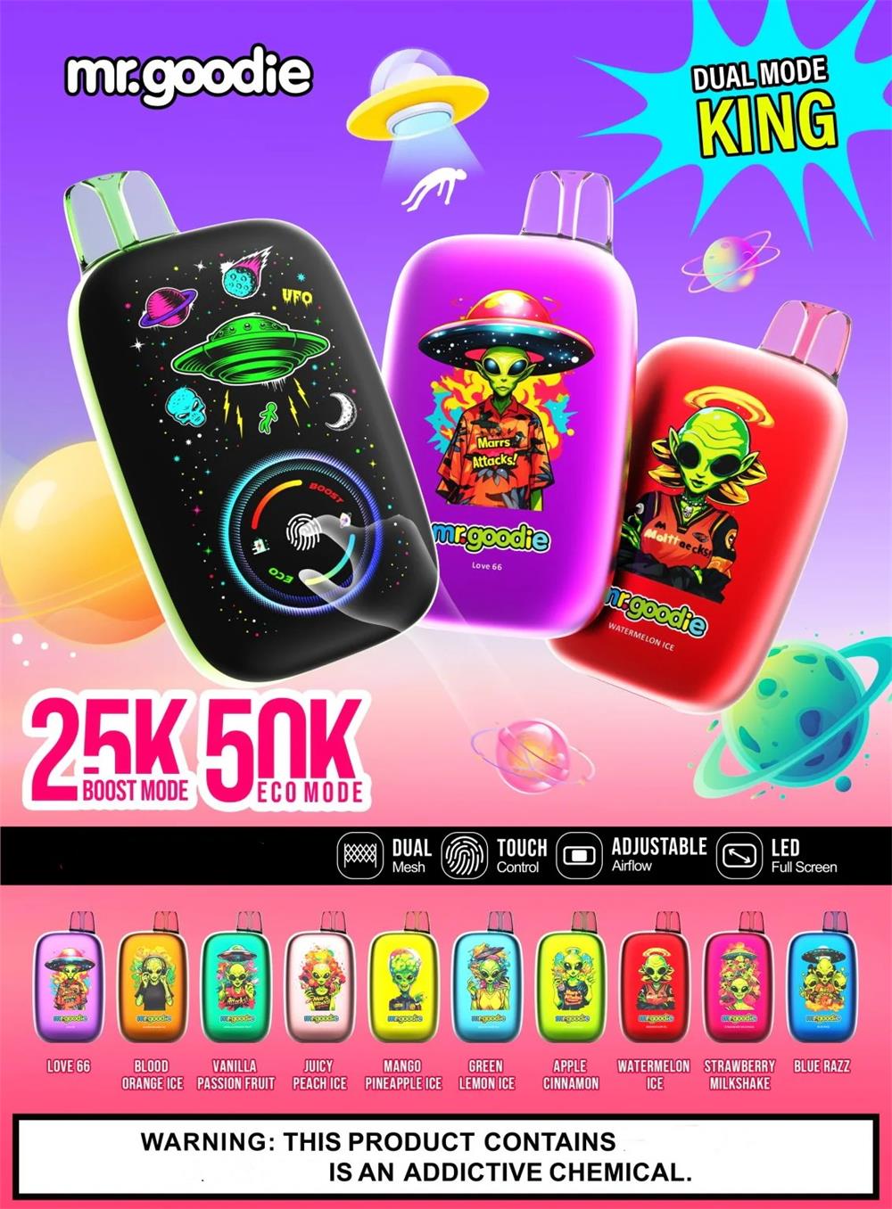 mr.goodie dual mode king 50000 puffs 25k & 50k dual mode switching original genuine mr.goodie 50k customizable. fast shipping