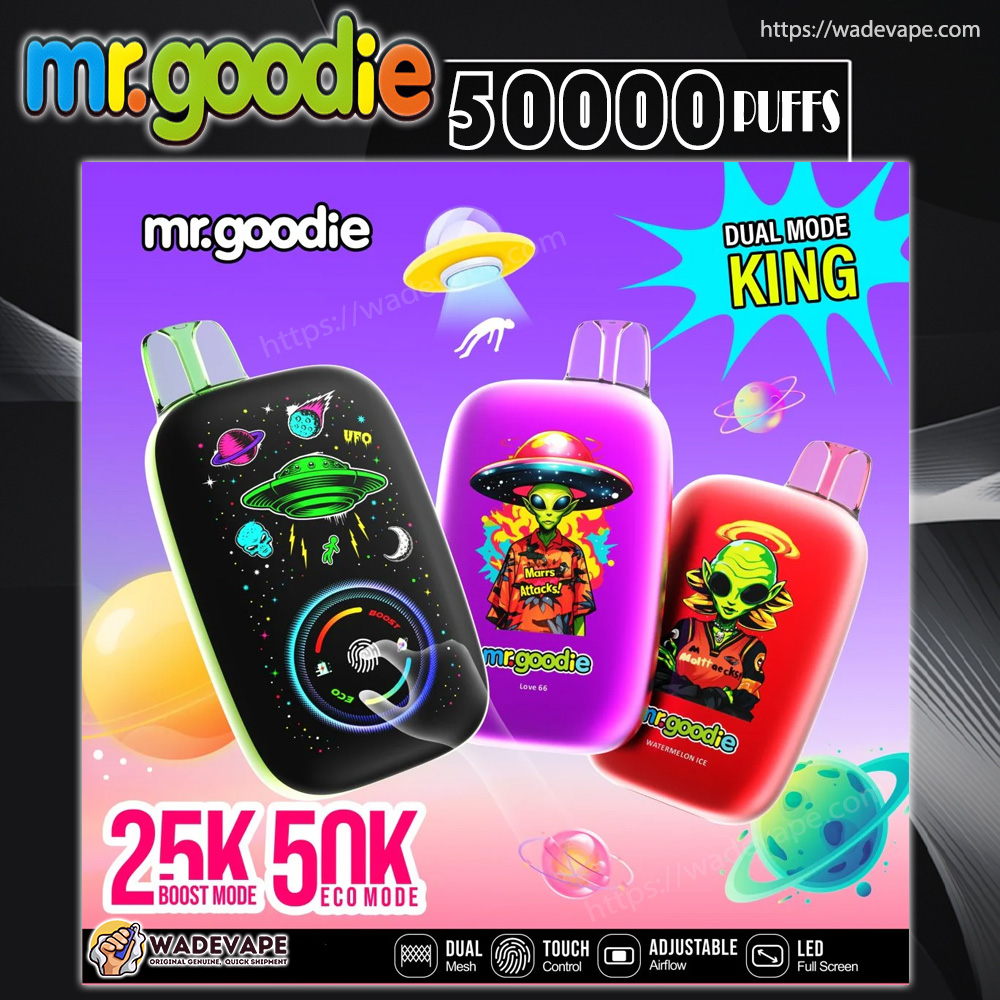 mr.goodie dual mode king 50000 puffs 25k & 50k dual mode switching original genuine mr.goodie 50k customizable. fast shipping