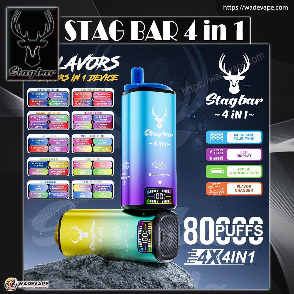 stag bar 4in1 80000 trekjes originele stag bar 80k vier smaken om vrij te schakelen led-display wegwerp elektronische sigaretten eu magazijn 3 5 dagen levering