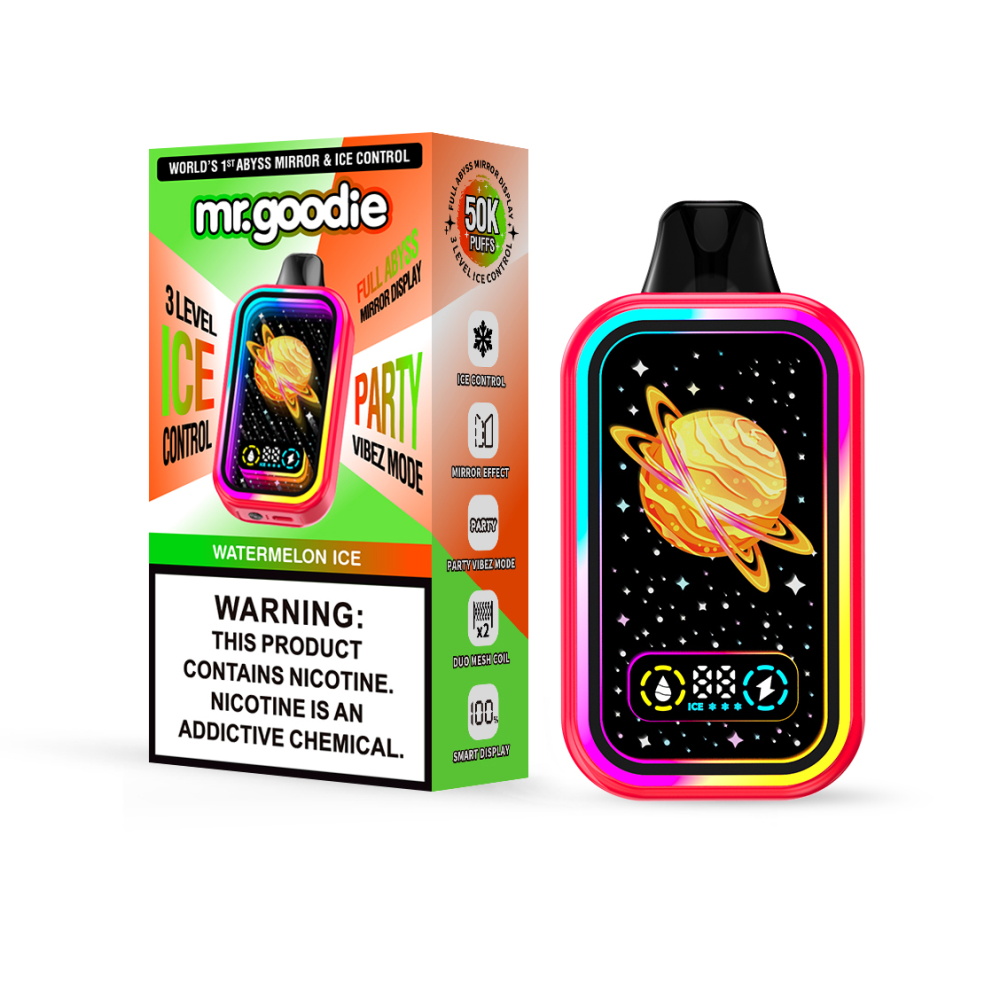 mr.goodie 50000 puffs adjustable ice level original genuine mr.goodie 50k puffs led display customizable. fast shipping