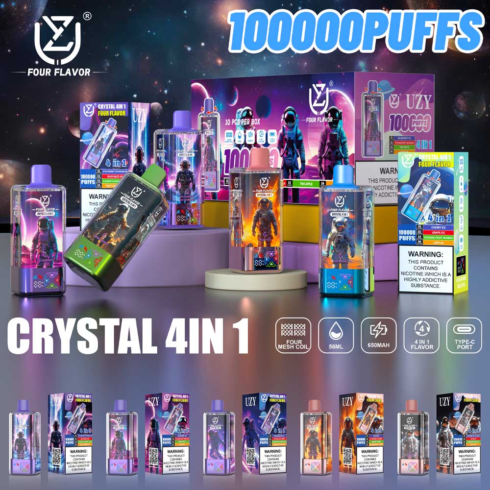 uzy crystal 100000 puffs original genuine uzy 4in1 100k puffs type c charging port led display customizable. fast shipping