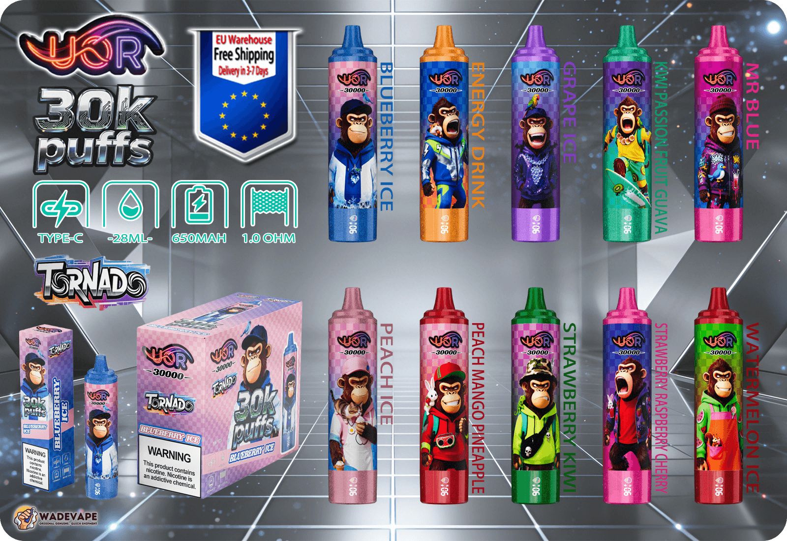 uor tornado 30000 puffs original uor tornado 30k vape led screen disposable vape shipping from eu warehouse free shipping