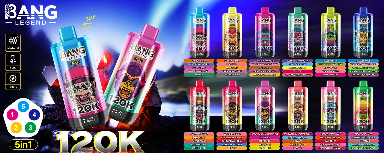 bang legend 120000 puffs 5 flavor switching original uor 120k 5in1 flavor disposable vape shipping from eu warehouse free shipping