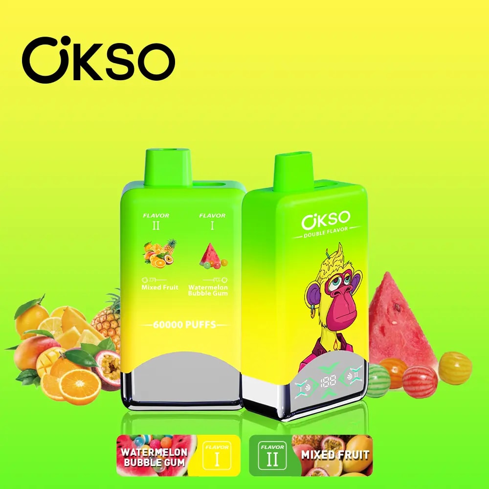 okso 60000 puffs original okso 2in1 50k double flavors vape led display type c port disposable e cigarettes customizable. fast shipping