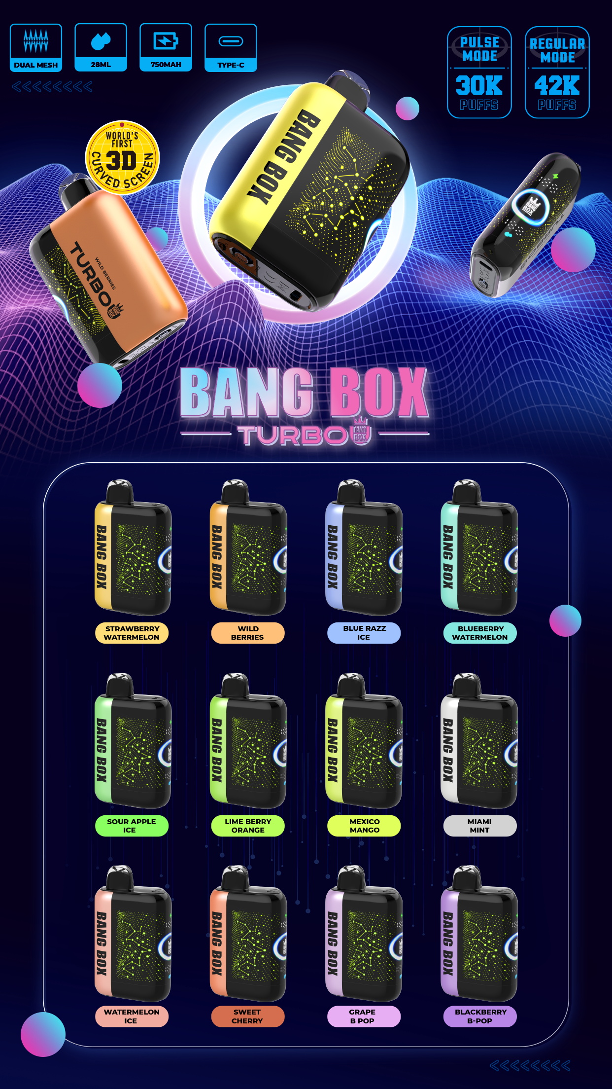 bang box 42000 puffs original bang box turbo 42k starry vape led display type c port disposable e cigarettes customizable fast shipping