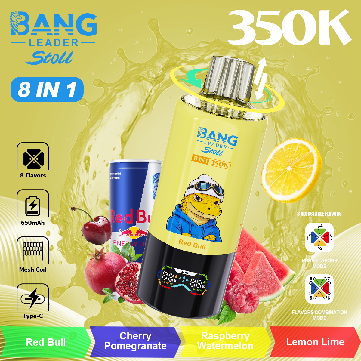 bang leader 350000 puffs original bang leader stoll 350k 8 flavors in 1 vape led display disposable e cigarettes customizable fast shipping