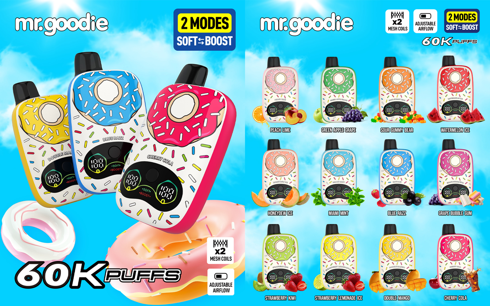 mr goodie 60000 puffs oryginalny mr goodie dnout 60k vape wyświetlacz led typ c port jednorazowe e-papierosy konfigurowalny szybka wysyłka (kopia)