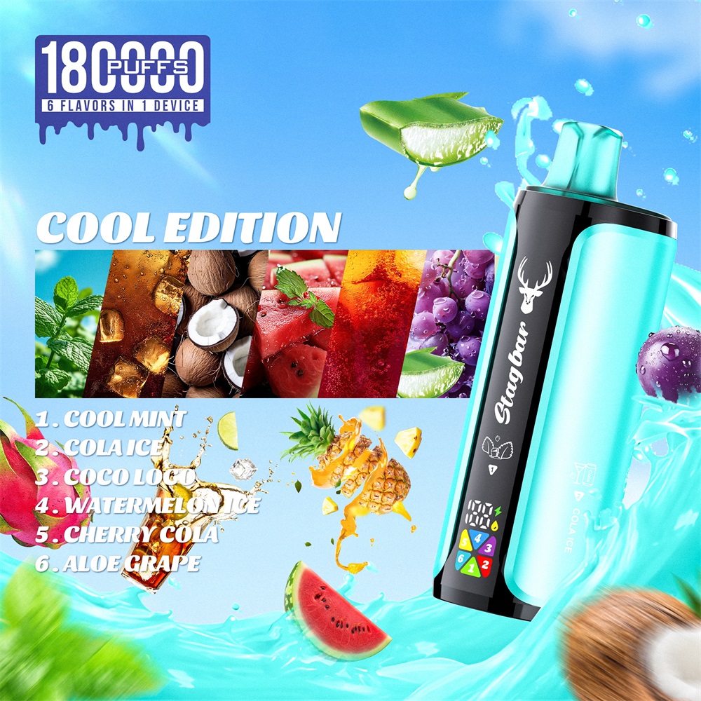 stagbar 6 en 1 180000 bouffées de vape jetable | vape multi-saveur rechargeable avec bobine en maille | entrepôt de l'UE livraison 3 à 5 jours