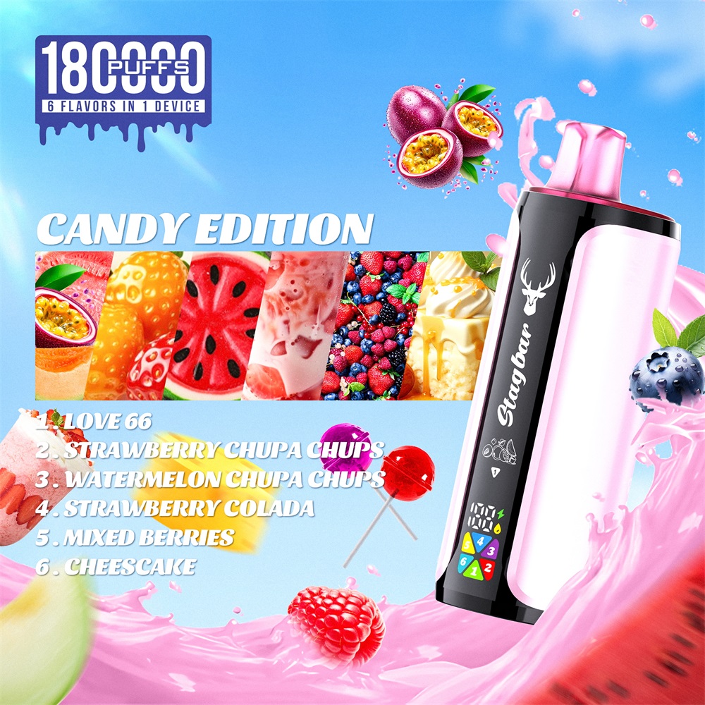 stagbar 6 en 1 180000 bouffées de vape jetable | vape multi-saveur rechargeable avec bobine en maille | entrepôt de l'UE livraison 3 à 5 jours