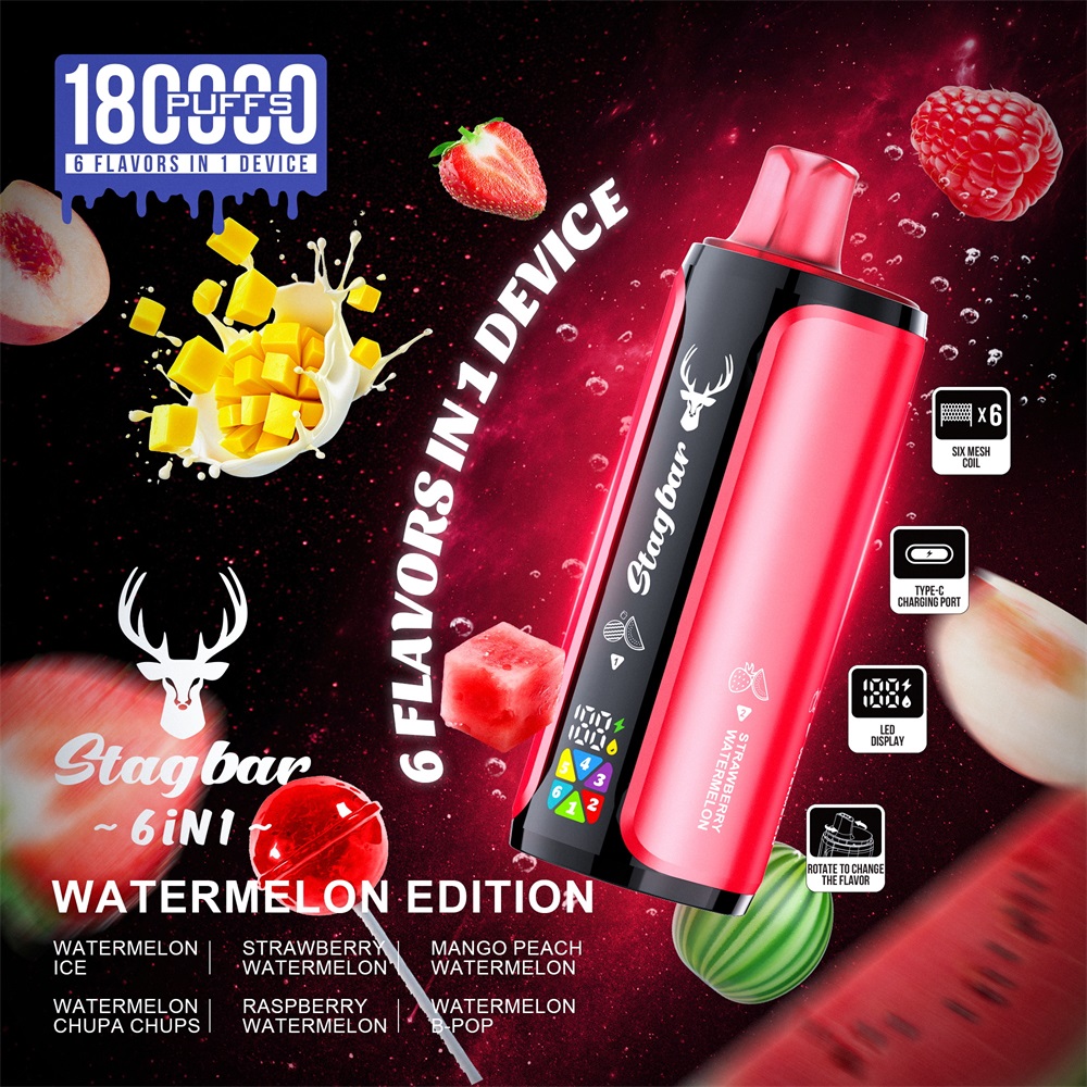 stagbar 6 en 1 180000 bouffées de vape jetable | vape multi-saveur rechargeable avec bobine en maille | entrepôt de l'UE livraison 3 à 5 jours