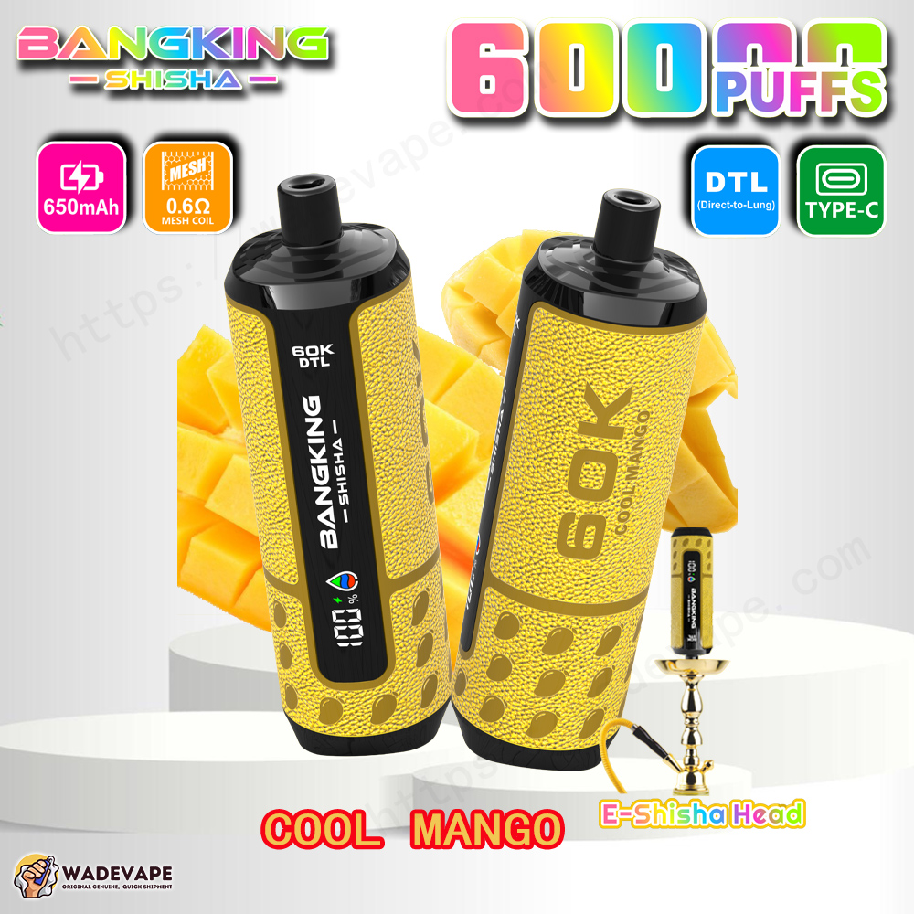 bang king shisha 60000 puffs e shisha head vape | 60k dtl direct to lung disposable | 0.6ohm mesh coil 650mah type c