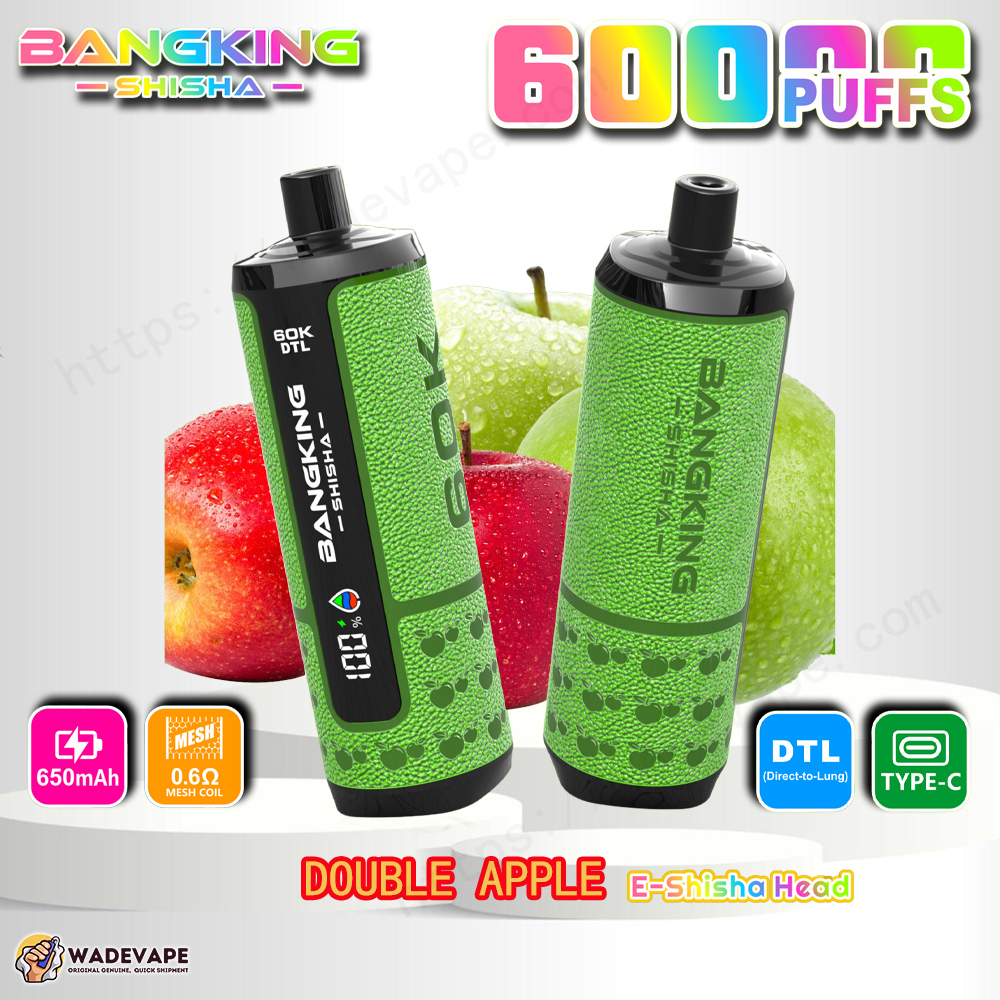 bang king shisha 60000 puffs e shisha head vape | 60k dtl direct to lung disposable | 0.6ohm mesh coil 650mah type c