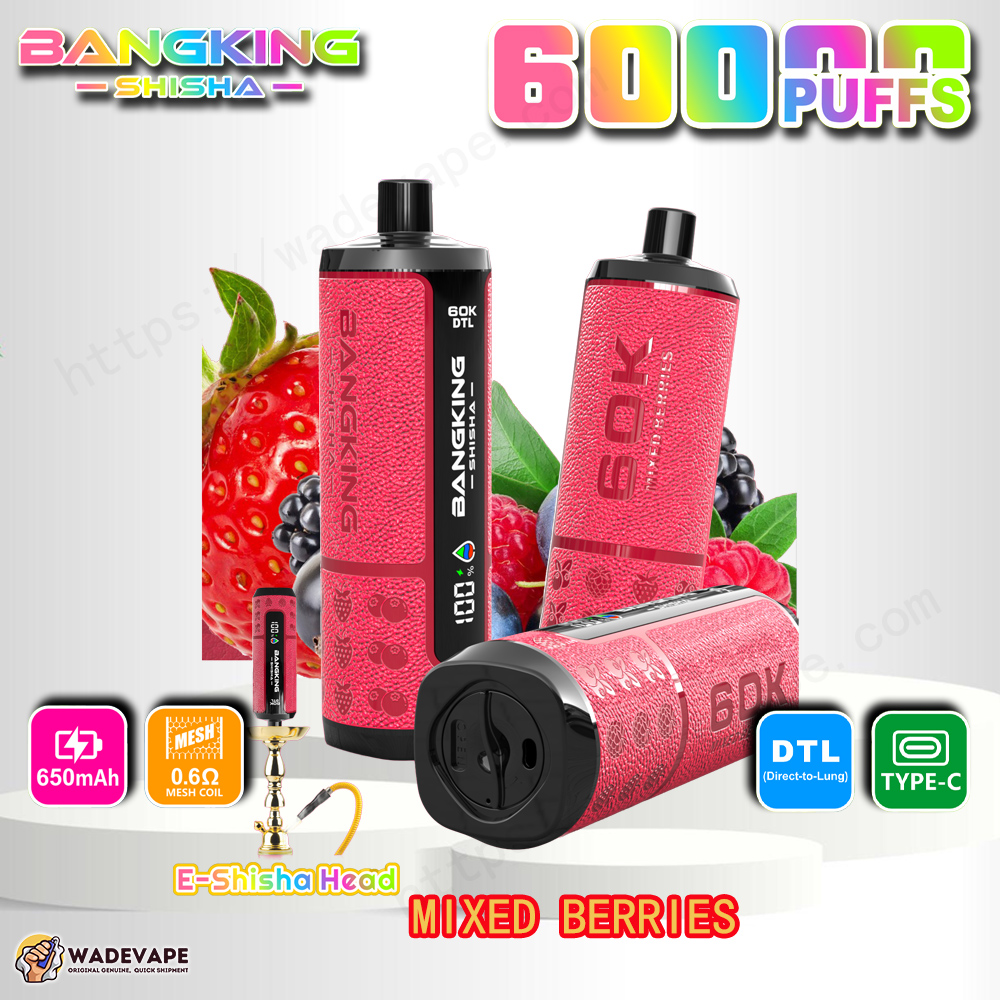 bang king shisha 60000 puffs e shisha head vape | 60k dtl direct to lung disposable | 0.6ohm mesh coil 650mah type c