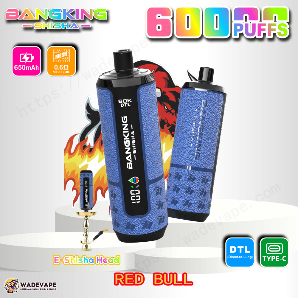 bang king shisha 60000 puffs e shisha head vape | 60k dtl direct to lung disposable | 0.6ohm mesh coil 650mah type c