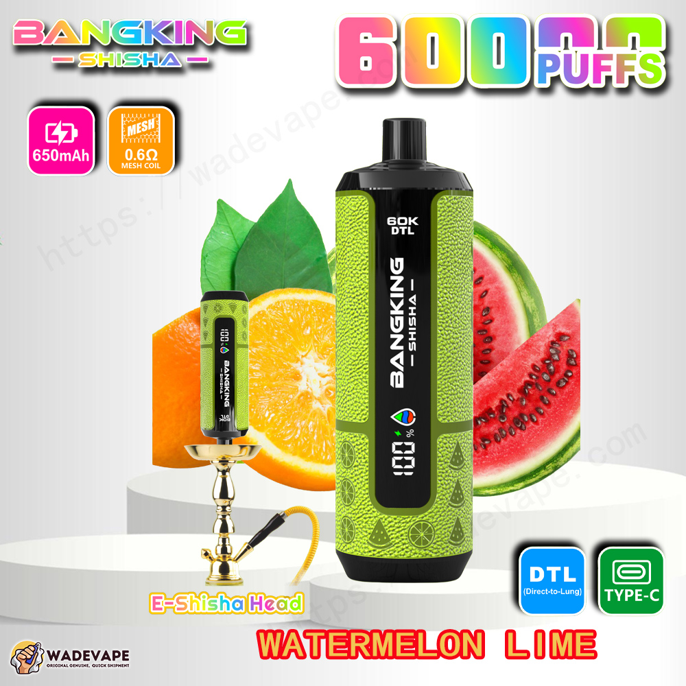 bang king shisha 60000 puffs e shisha head vape | 60k dtl direct to lung disposable | 0.6ohm mesh coil 650mah type c
