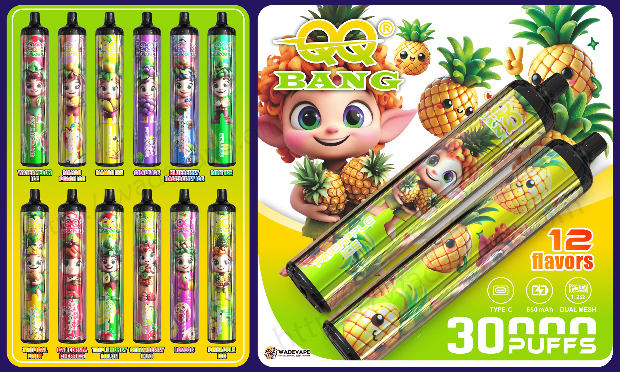qq bang 30000 puffs disposable vape | 1.2ohm dual mesh | crystal 30k shell cylindrical