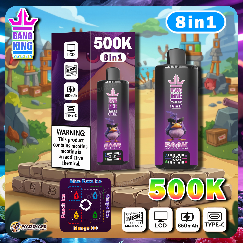 bang king 500k | 8-in-1 Einweg-Vape mit 500.000 Zügen | LCD-Display, 650mAh Akku, Mesh-Coil