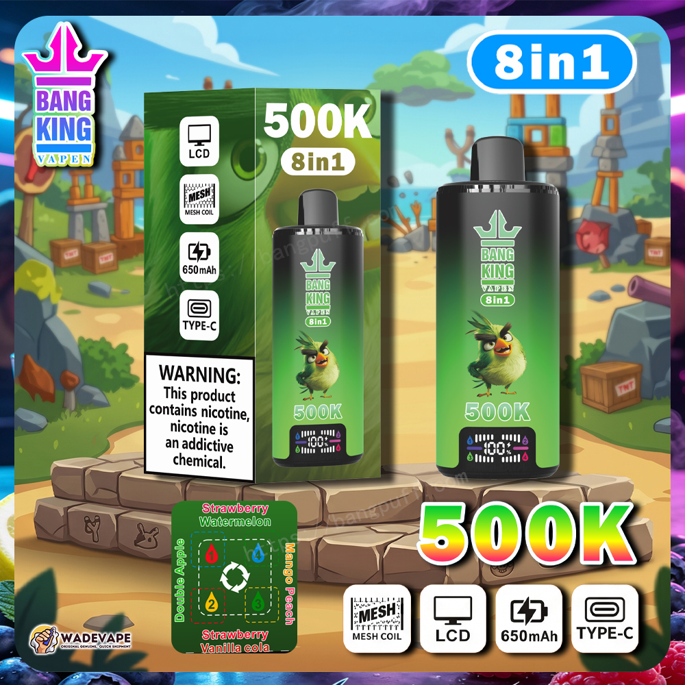 bang king 500k | 8-in-1 Einweg-Vape mit 500.000 Zügen | LCD-Display, 650mAh Akku, Mesh-Coil