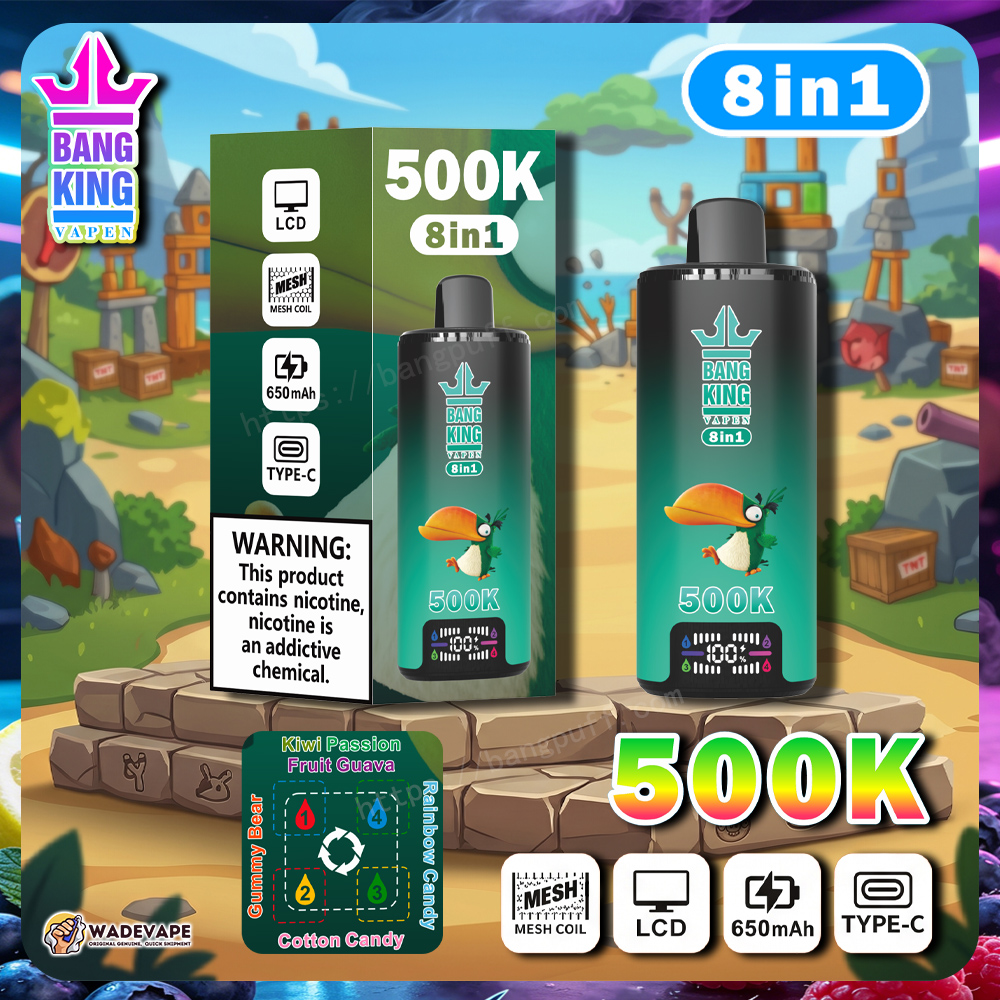 bang king 500k | 8-in-1 Einweg-Vape mit 500.000 Zügen | LCD-Display, 650mAh Akku, Mesh-Coil