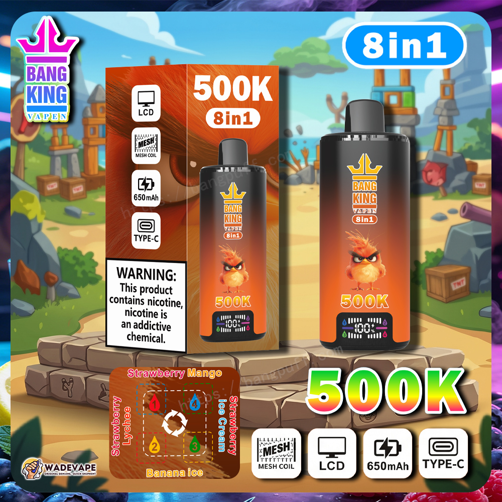 bang king 500k | 8-in-1 Einweg-Vape mit 500.000 Zügen | LCD-Display, 650mAh Akku, Mesh-Coil