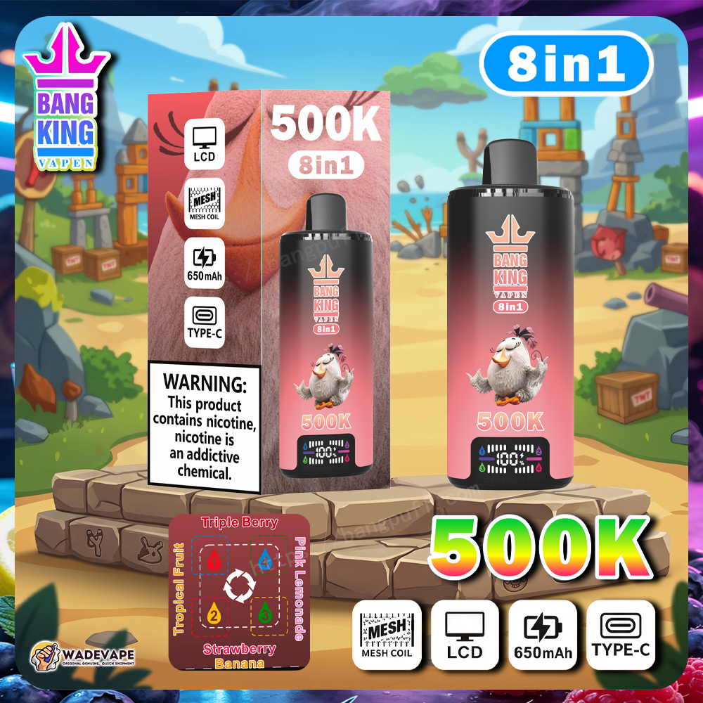 bang king 500k | 8-in-1 Einweg-Vape mit 500.000 Zügen | LCD-Display, 650mAh Akku, Mesh-Coil