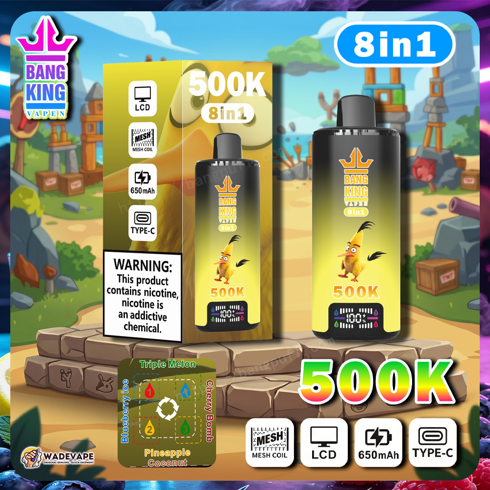 bang king 500k | 8-in-1 Einweg-Vape mit 500.000 Zügen | LCD-Display, 650mAh Akku, Mesh-Coil