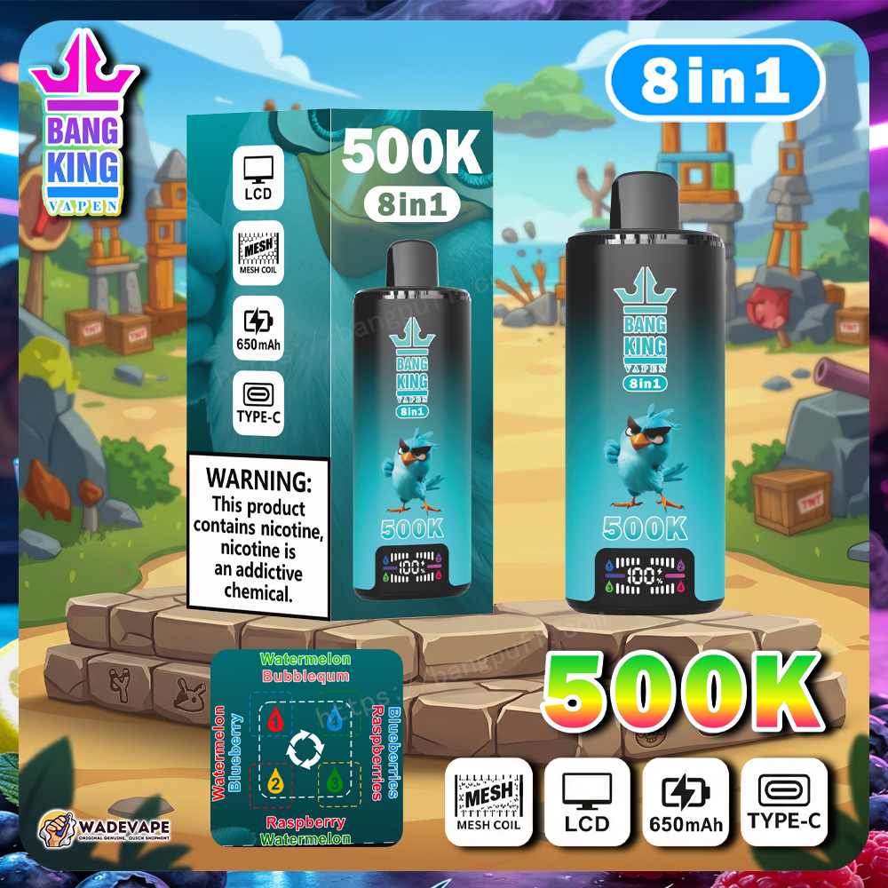 bang king 500k | 8-in-1 Einweg-Vape mit 500.000 Zügen | LCD-Display, 650mAh Akku, Mesh-Coil