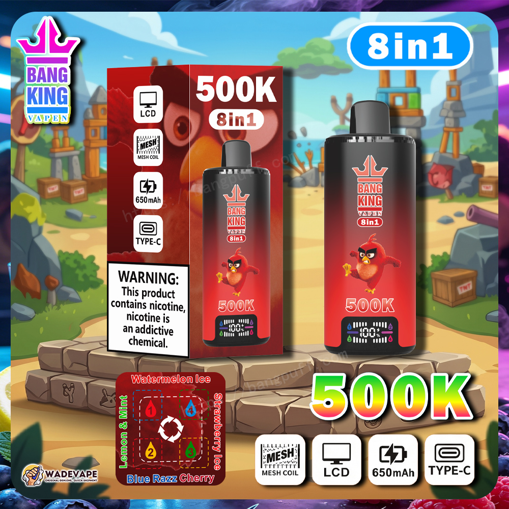 bang king 500k | 8-in-1 Einweg-Vape mit 500.000 Zügen | LCD-Display, 650mAh Akku, Mesh-Coil