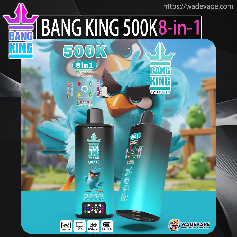 bang king 500k | 8-in-1 Einweg-Vape mit 500.000 Zügen | LCD-Display, 650mAh Akku, Mesh-Coil