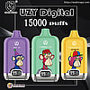 uzy bang digital 15000 puffs three flavor switching original genuine 15k type c charging port led display customizable. fast shipping