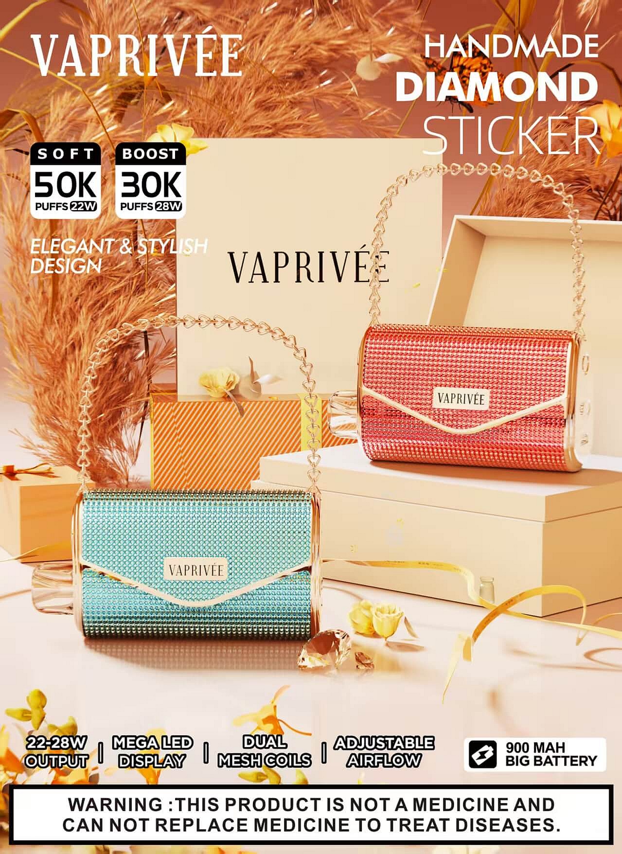 vaprivee 50000 puffs original vaprivee 50k handbag disposable vape led display type c charging port customizable. fast shipping