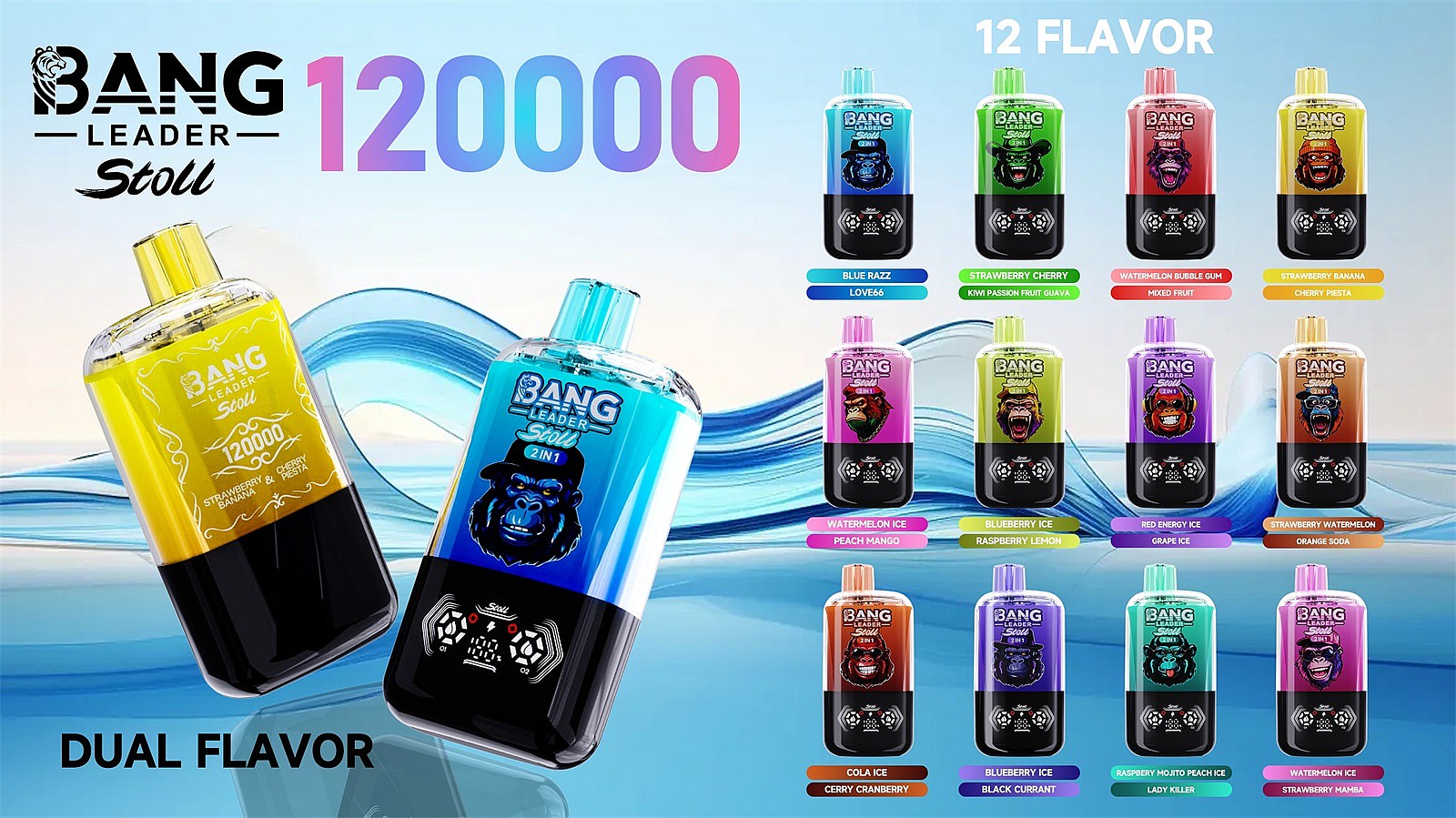 bang leader 120000 puffs original bang leader 120k double flavors vape led display type c port disposable e cigarettes customizable. fast shipping