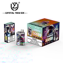 uzy crystal twin 50000 puffs double flavor switching original genuine 50k type c charging port led display customizable. fast shipping