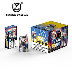 uzy crystal twin 50000 puffs double flavor switching original genuine 50k type c charging port led display customizable. fast shipping