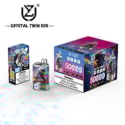 uzy crystal twin 50000 puffs double flavor switching original genuine 50k type c charging port led display customizable. fast shipping