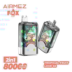 airmez fox 80000 puffs 2in1 flavor switching original genuine 80k led display type c charging port customizable fast shipping