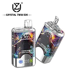 uzy crystal twin 50000 puffs double flavor switching original genuine 50k type c charging port led display customizable. fast shipping