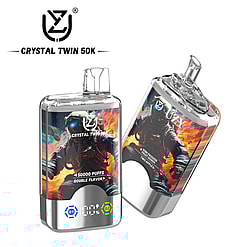 uzy crystal twin 50000 puffs double flavor switching original genuine 50k type c charging port led display customizable. fast shipping