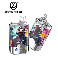 uzy crystal twin 50000 puffs double flavor switching original genuine 50k type c charging port led display customizable. fast shipping