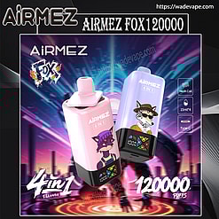 airmez fox 120000 puffs 4in1 flavor switching original genuine 80k led display type c charging port customizable fast shipping