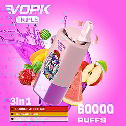 vopk tripe 60000 puffs three flavors switch original genuine 3in1 60k type c charging port led display customizable. fast shipping