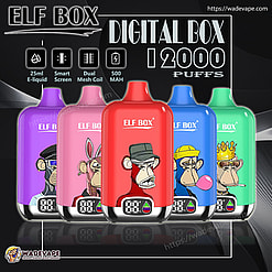 elf box digital 12000 puffs original genuine disposable vape type c charging port crystal 12k customizable. fast shipping